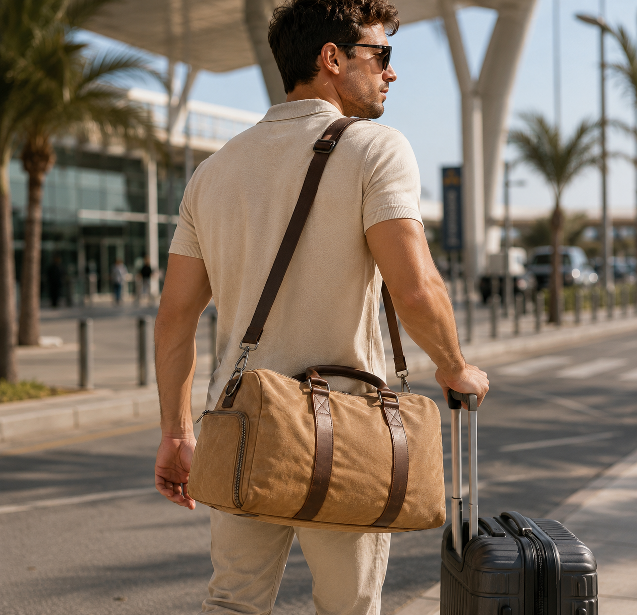 Men’s One-Shoulder Canvas Travel Training Bag