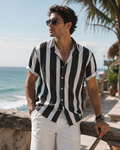 Men’s Striped Beach Casual Shirt