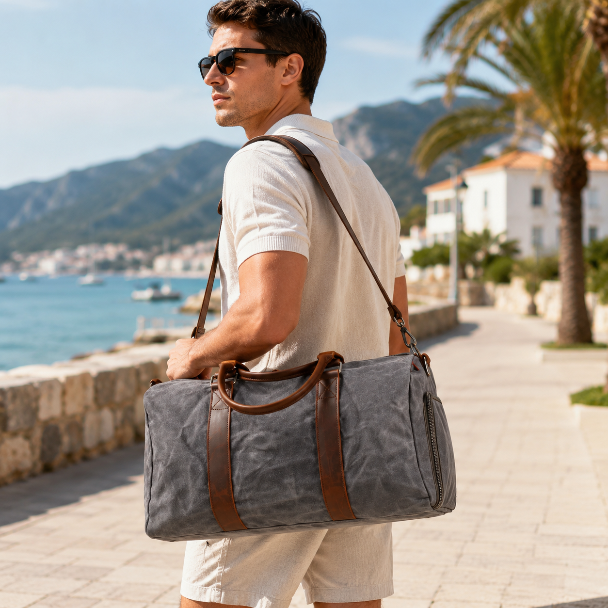 Men’s One-Shoulder Canvas Travel Training Bag
