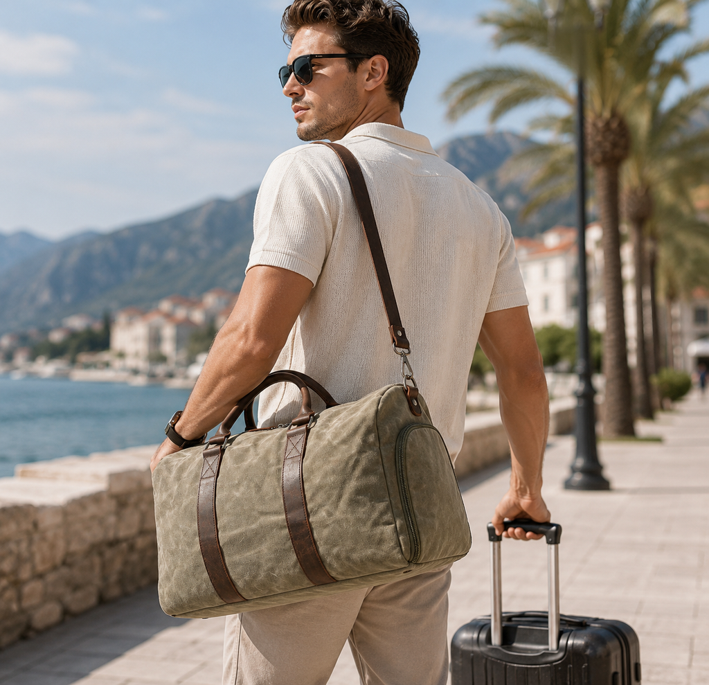 Men’s One-Shoulder Canvas Travel Training Bag