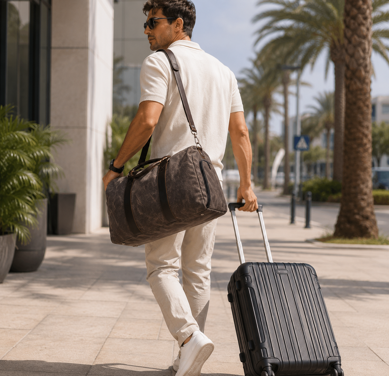 Men’s One-Shoulder Canvas Travel Training Bag